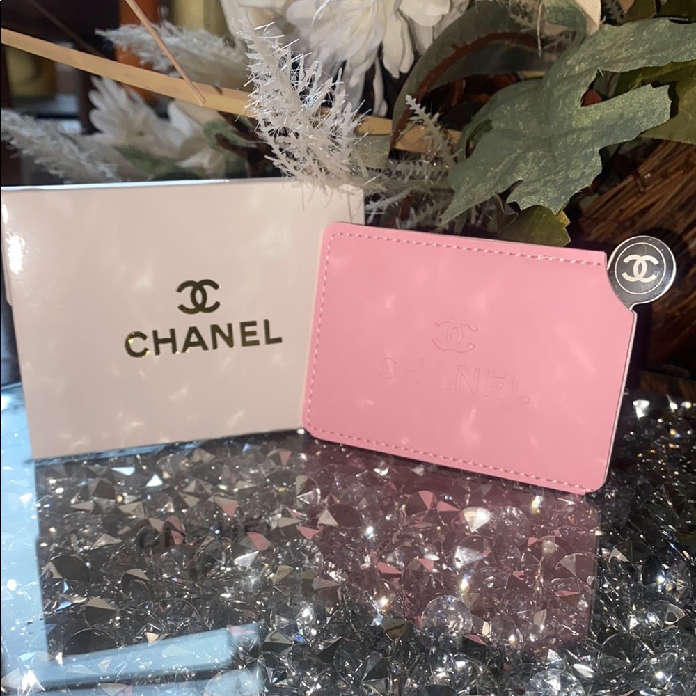 CHANEL Pink Key Card Holder mirror Luxurious Accessory